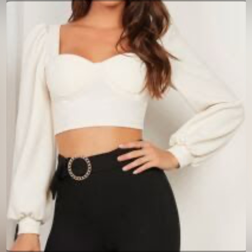 Elegant White Puff Sleeve Crop Top
